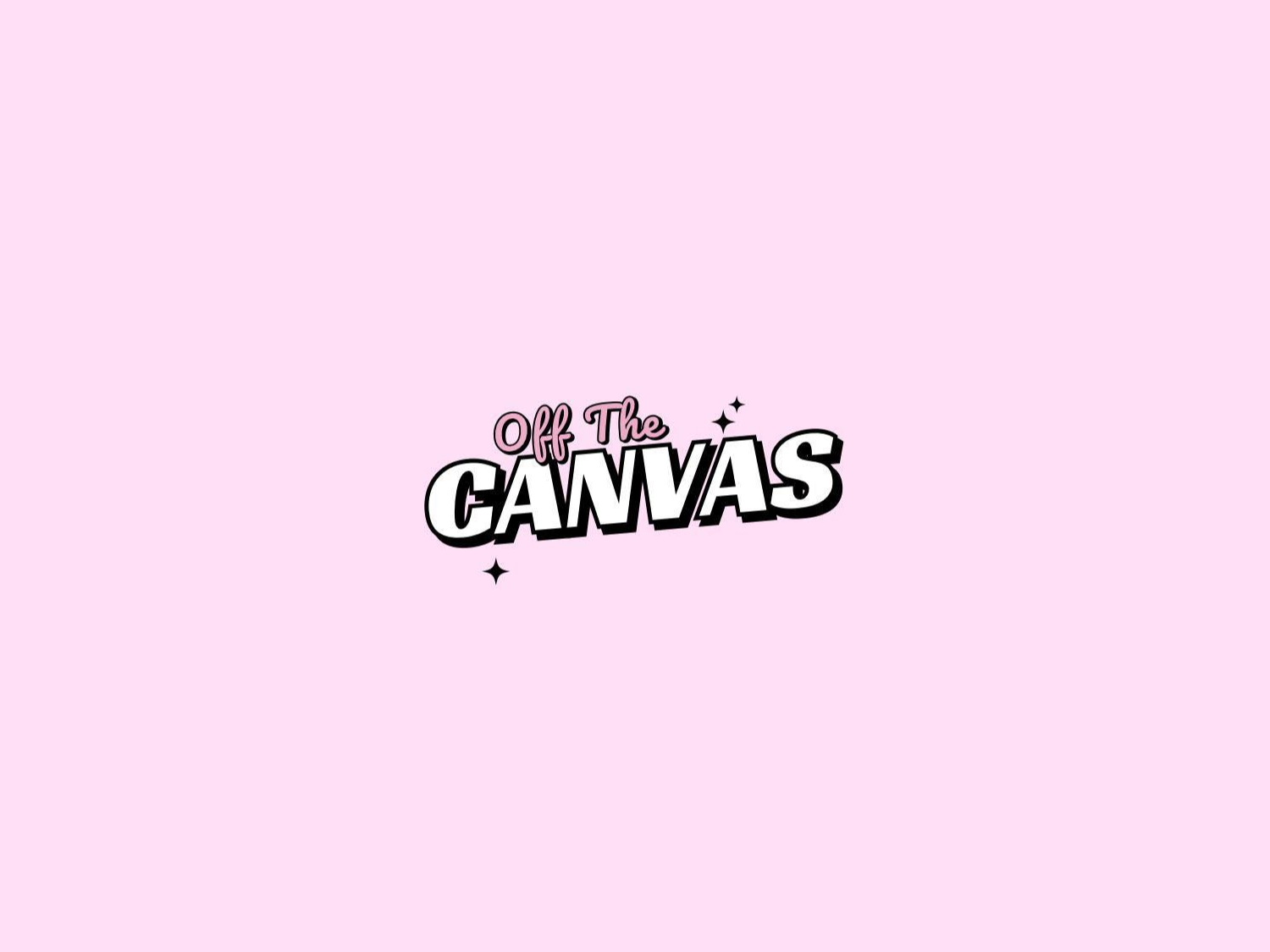 A logo that reads 'OFF THE CANVAS' on a pale pink background.
