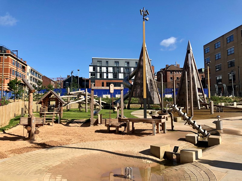 A view of the play equipment at Pound's Park.
