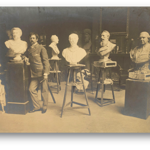 Photograph shows John Edgar Boehm ARA leaning against the bust of Queen Victoria and Robert Glassby’s bust is second from the right.
