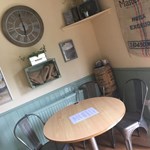 A cosy table in the corner of Millhouses Park Cafe.