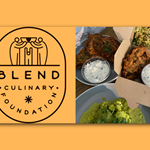 The Blend Culinary Foundation logo next to and image of four delicious looking curry dishes.