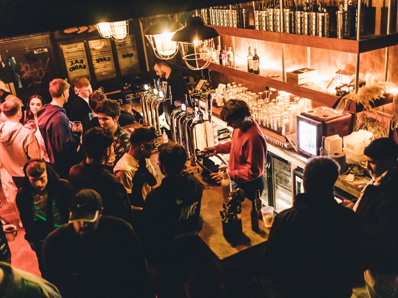 Looking down on the bar at Panke Social