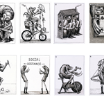 A collection of drawings by the artist Phlegm, done during the Pandemic lockdown.