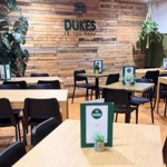 Interior of Dukes in the Park with their Scandinavian wooden panelling 