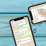 The Treasure Hunt Sheffield app displayed on two smartphones.
