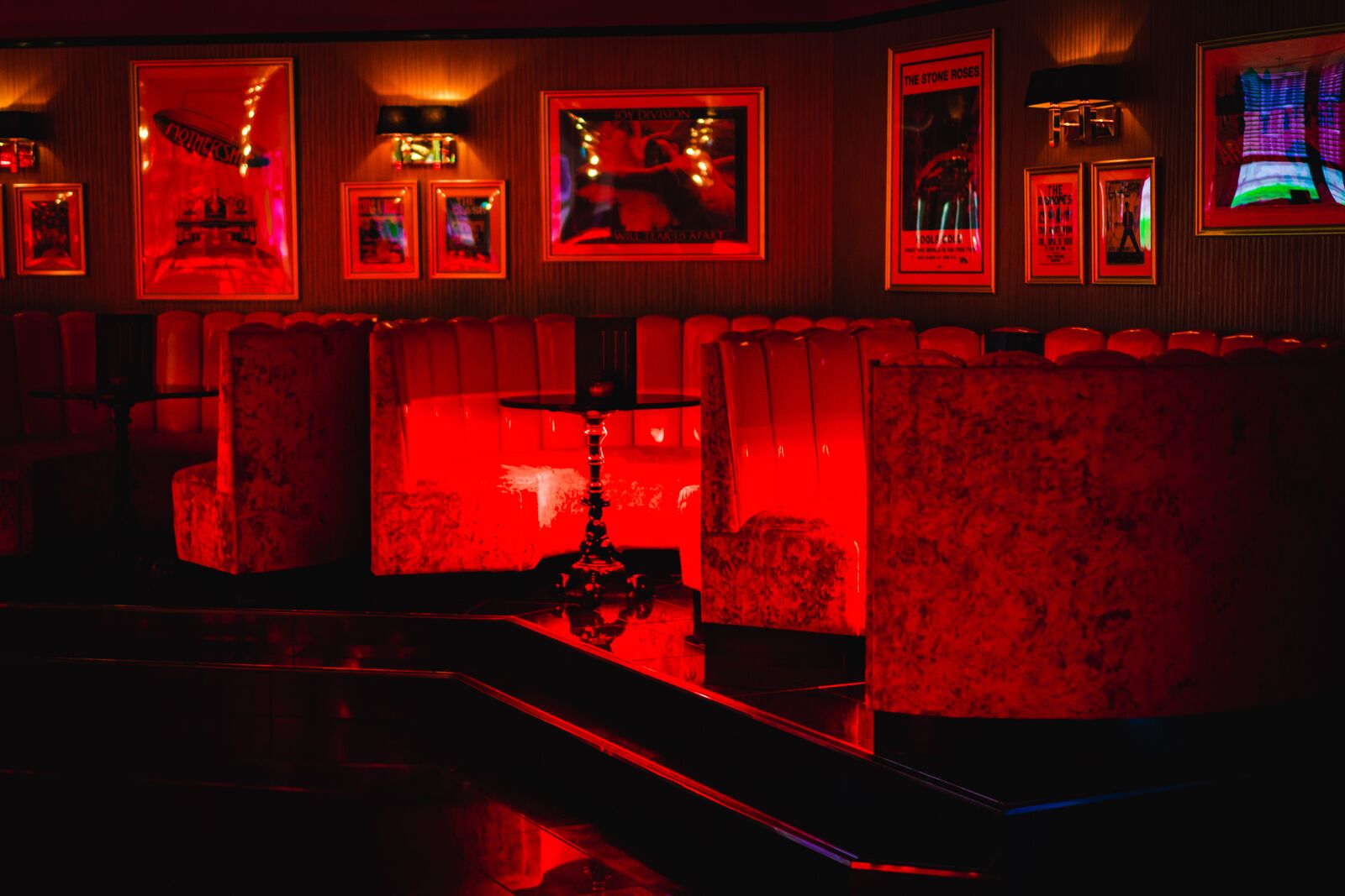 A booth in a restaurant.