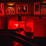 A booth in a restaurant.