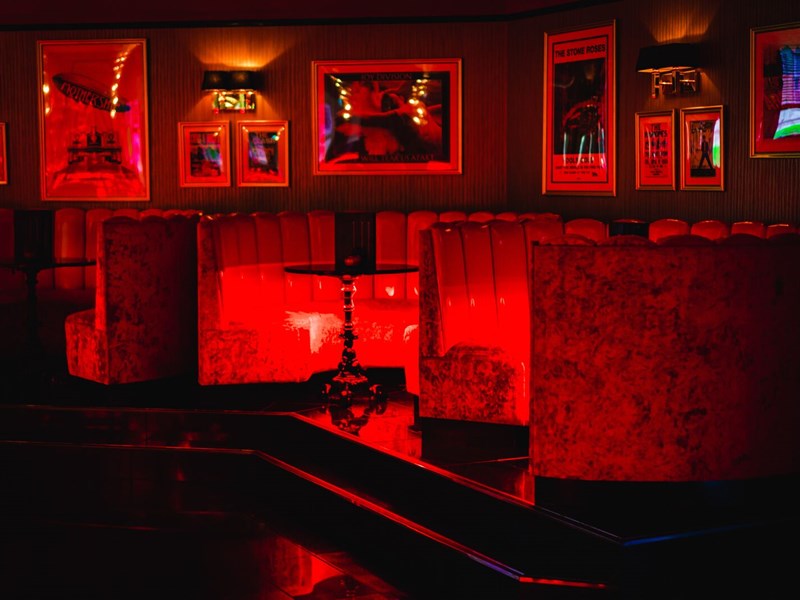 A booth in a restaurant.