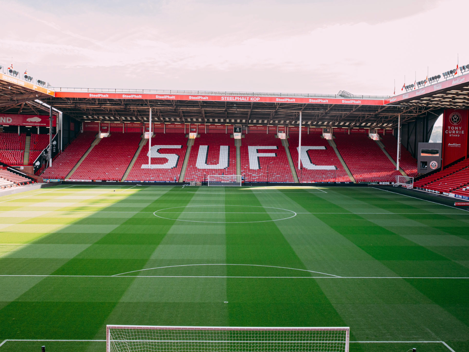 The pitch at Sheffield United Football Club.