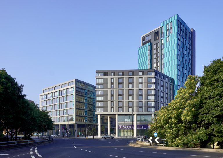 An exterior shot of New Era Square in Sheffield.