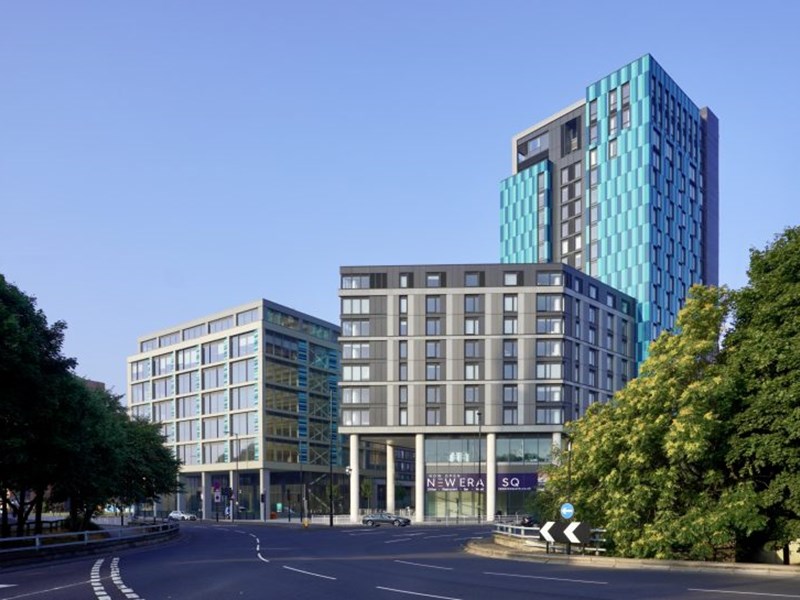 An exterior shot of New Era Square in Sheffield.