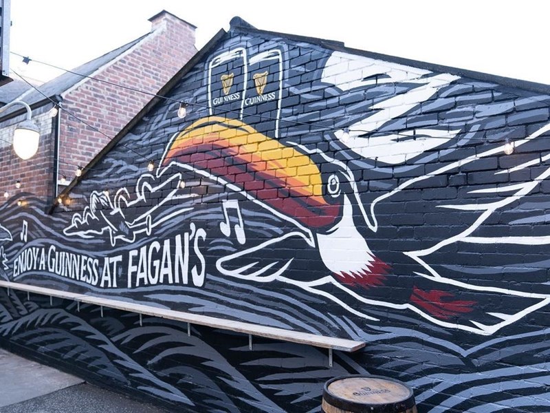 A mural in the beer garden at Fagan's.