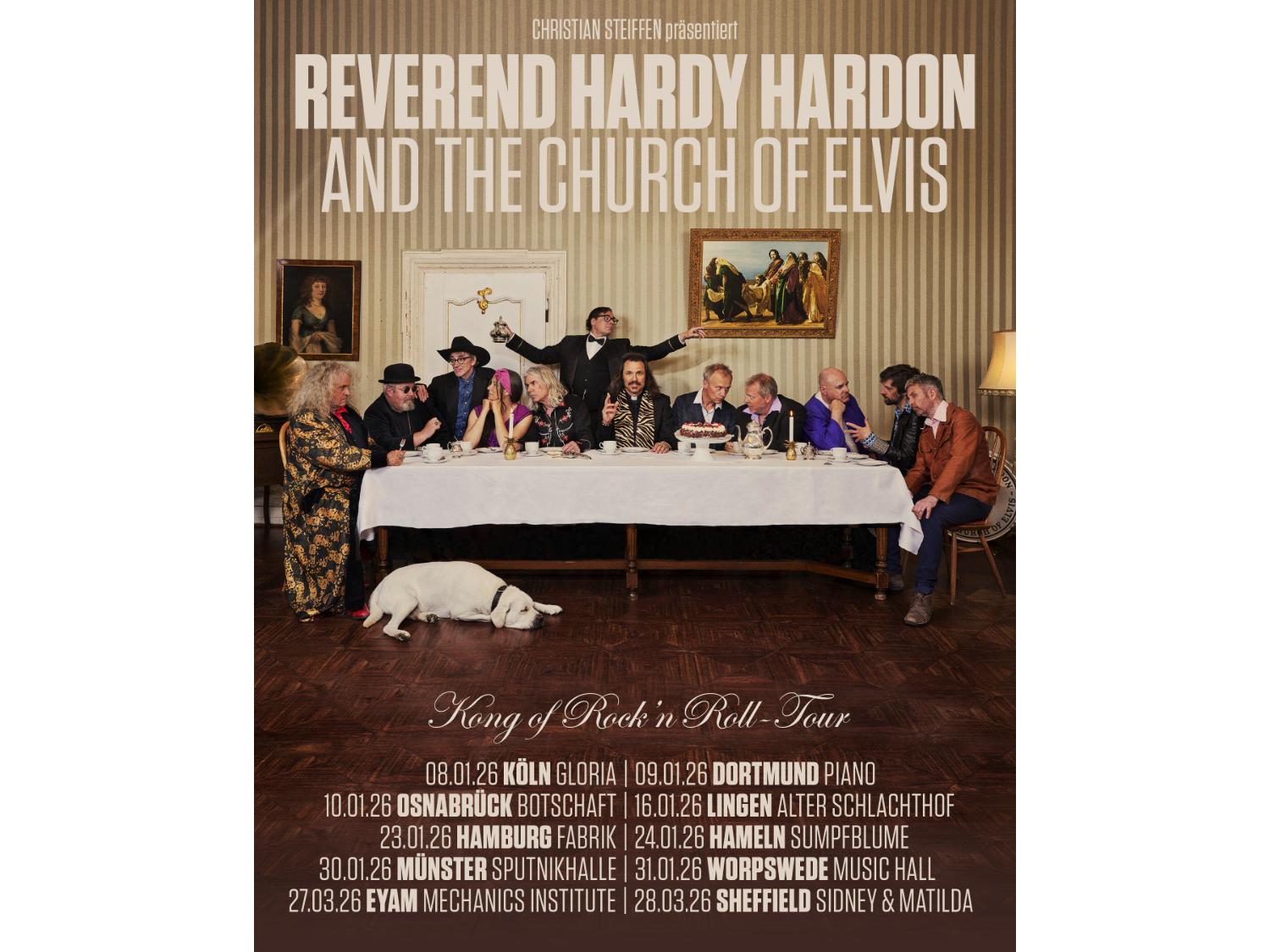 Poster for the Hardy Hardon and the Church of Elvis Band gig at Sidney and Matilda.