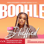 Poster for the event listing the details alongside a photo of Boohle, the South African singer and songwriter, best known for her soulful voice in Amapiano and Afro-house music.