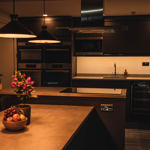 A beautiful kitchen with a 10-seat table.