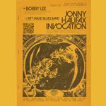 Poster for the event listing the bands playing along side a drawing of a damaged spaceship floating in space with a skeleton in a spacesuit in the foreground.