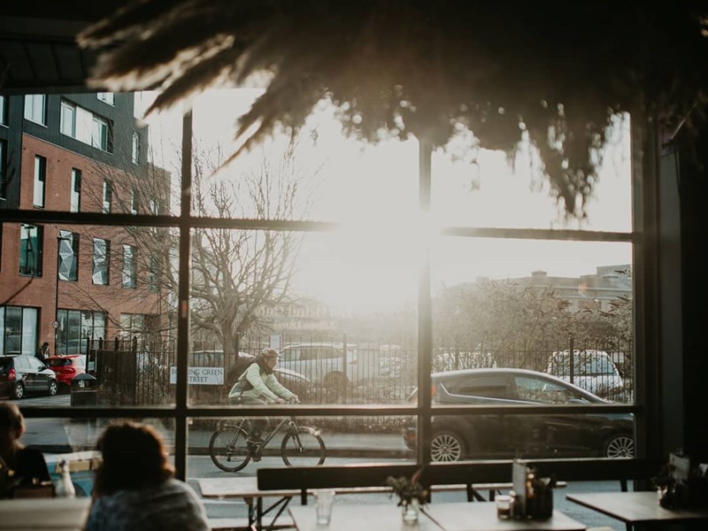 The view out of the window at The Grind Café.