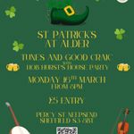 Poster for the event done in a St Patricks/ Irish theme.