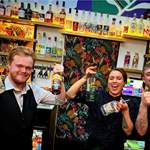 Members of staff behind the bar at the Parrot Club.