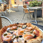 Pizza on the terrace at Isabella's.