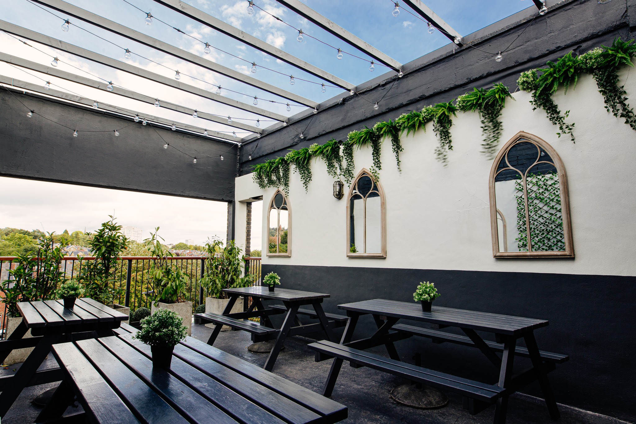 Tables out side at the Peaks Sports Bar & Snooker Club.