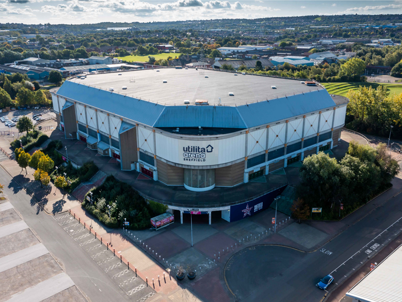 A view of ta Arena Sheffield from the air.