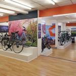 Inside the showroom at JE James Cycles Sheffield.