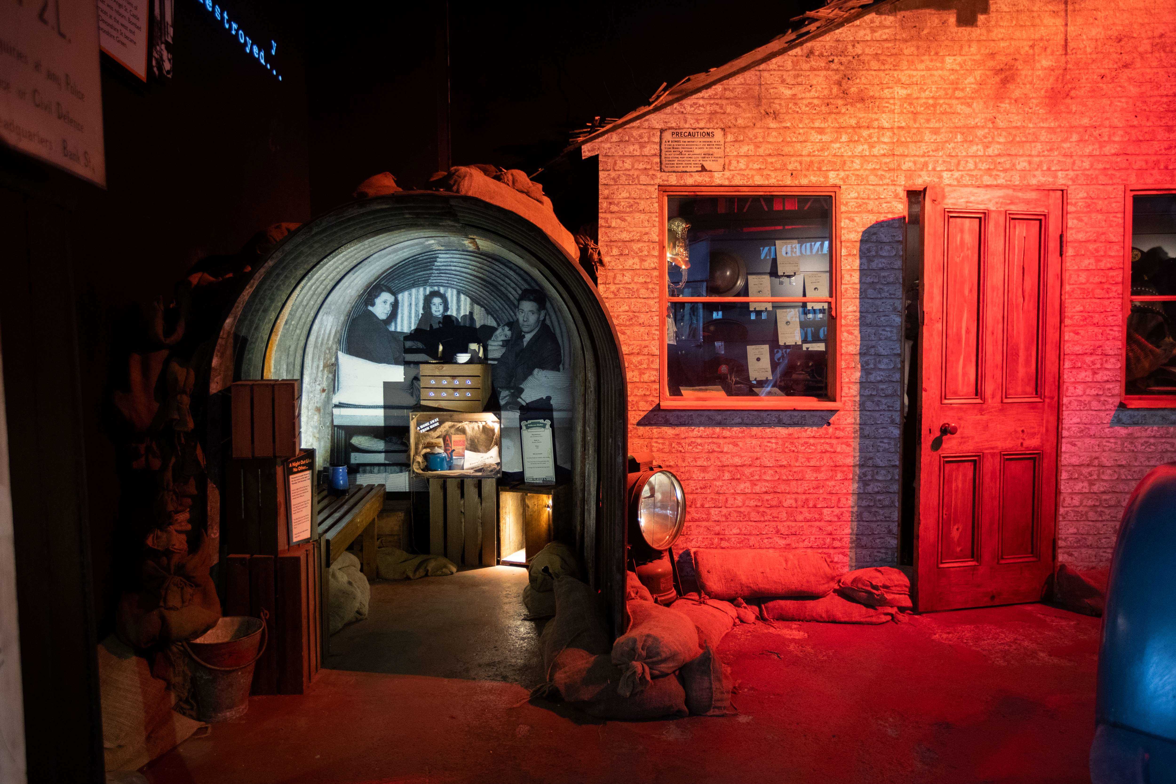 A display of a WWII bomb shelter.