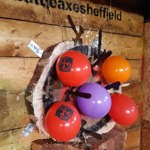 A target covered in balloons at Battle Axe Sheffield..