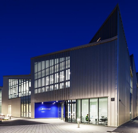 An exterior shot of  Boeing at the AMRC.