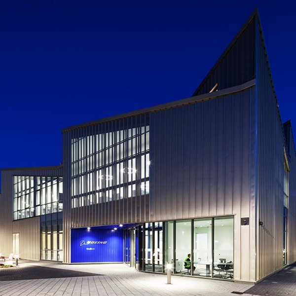 An exterior shot of  Boeing at the AMRC.