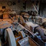 A room full of old machinery at the Shepherd Wheel Workshop.