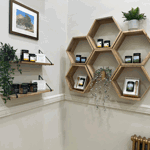 The interior of the Balqees shop, with lots of displays of honey.