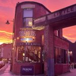 Outside Isabella's at sunset.