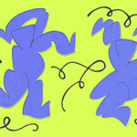 An abstract image of figures dancing.