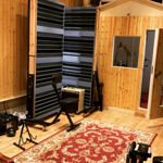 A vocal booth inside the Steelworks Studios.
