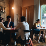 The interior of the coffee shop and restaurant Elm.