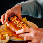 A person eating food.