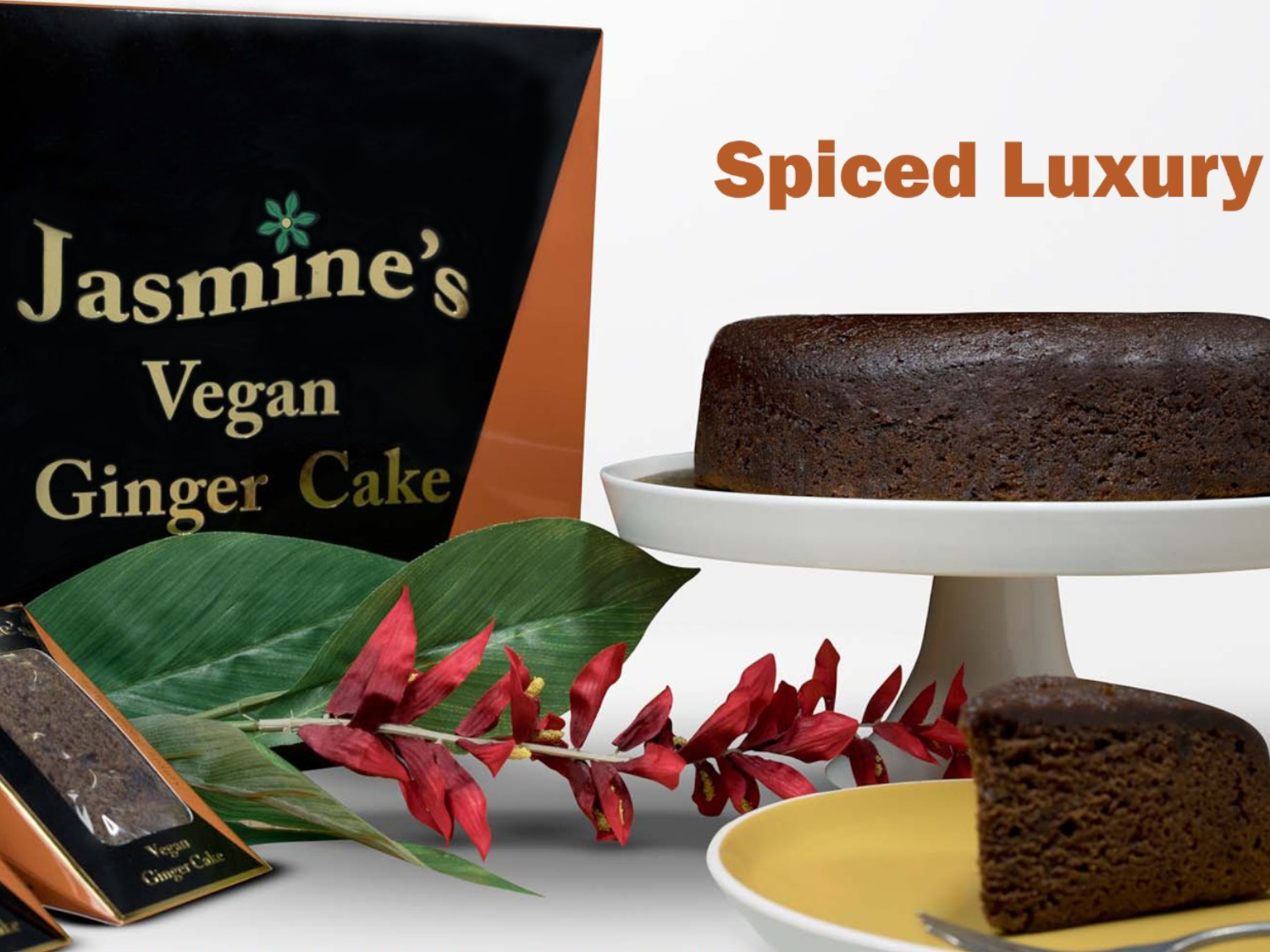 Jasmine's Jamaican Rum Cake on a display stand.