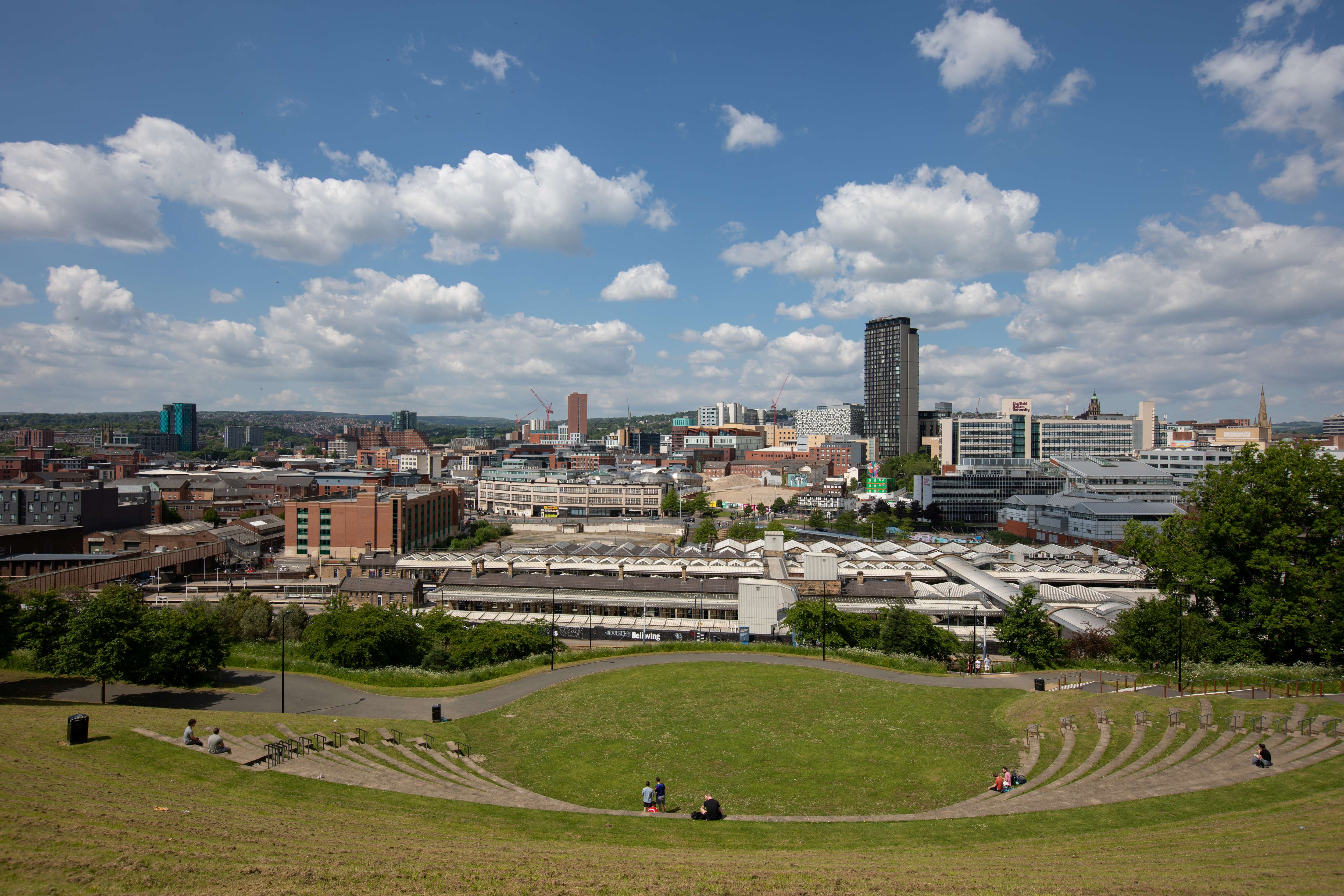 A view of Sheffield viewed from South Street Park and amphitheatre 