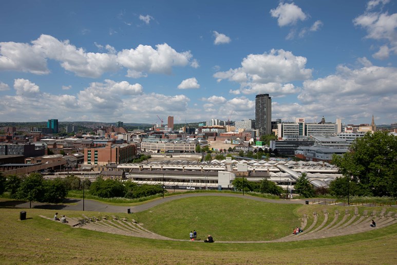 City view from South Street Amphitheatre, above Sheffield Train Station