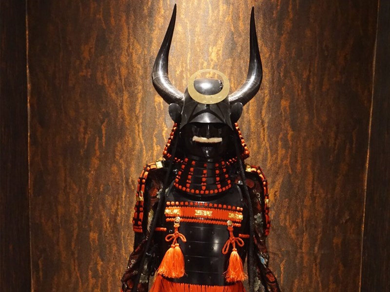 A suit of Japanese armour at Guyshi BBQ & Bar