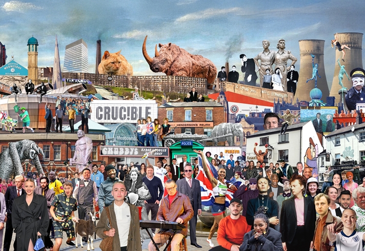 Cold War Steve montage of famous Sheffield places and faces