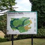 A large sign showing a map of Graves Park.