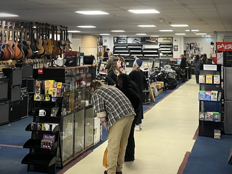 Musical instruments on display and for sale at The Arundel Emporium.