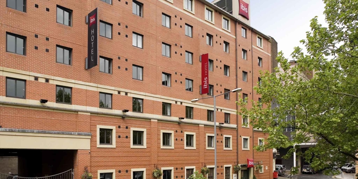The exterior of Ibis hotel in Sheffield city centre.