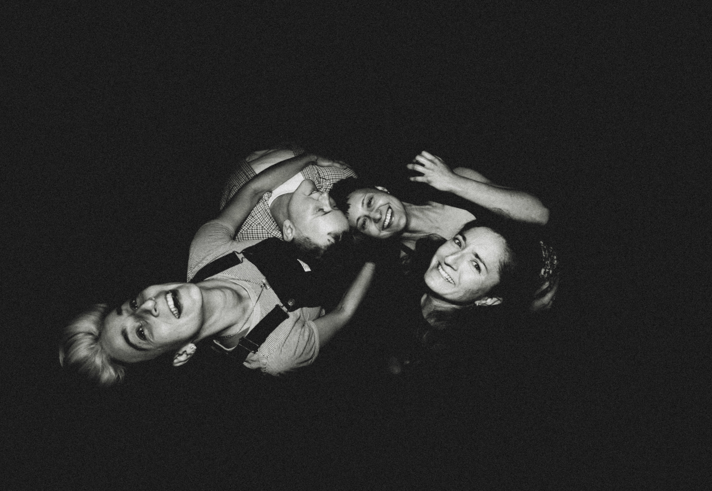 Black and white image of the band Cattle Grid.