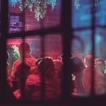 The interior of Saw Grinders Union shot through a window.