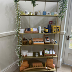 The interior of the Balqees shop, with lots of displays of honey.