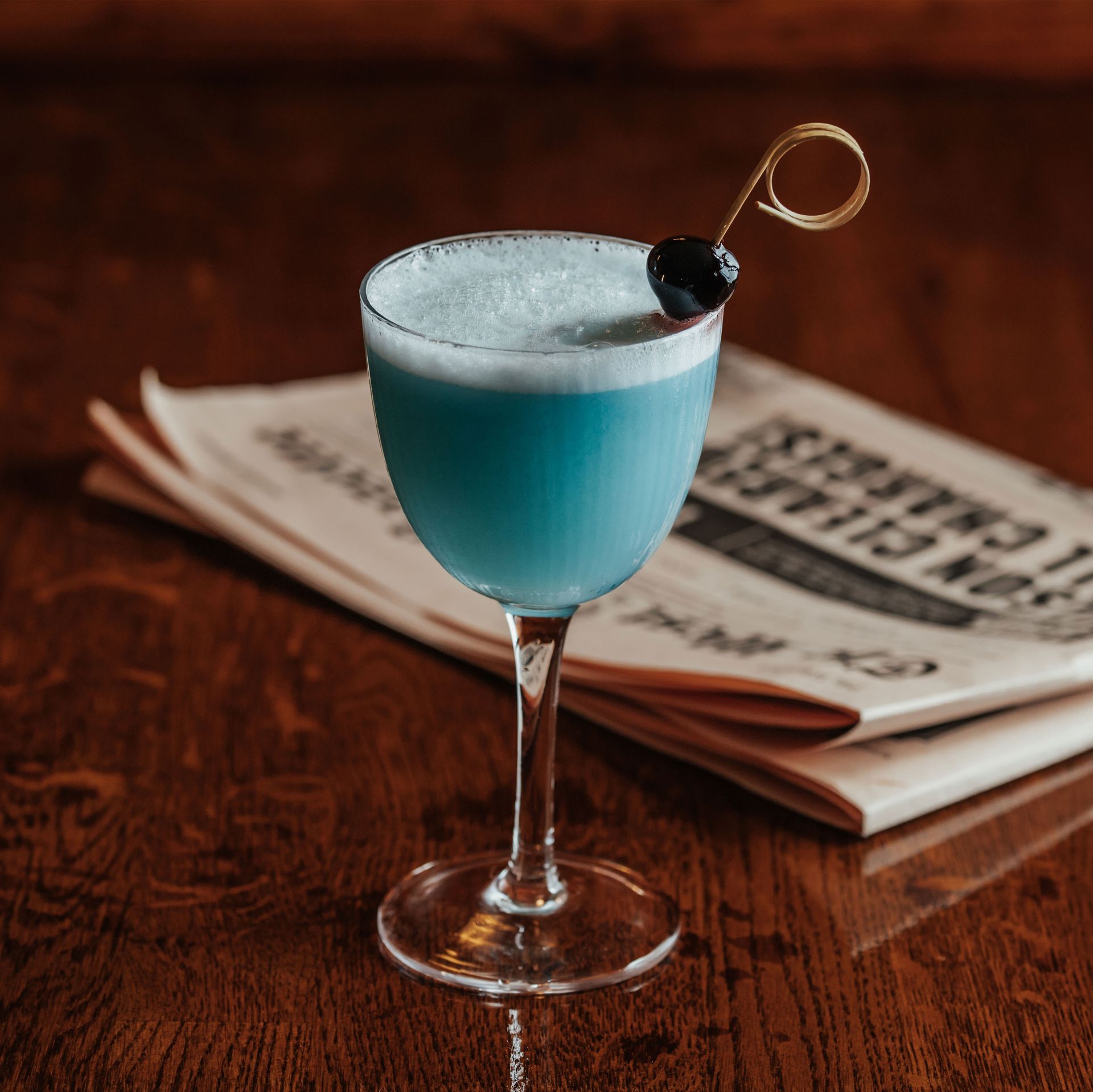 A blue cocktail.